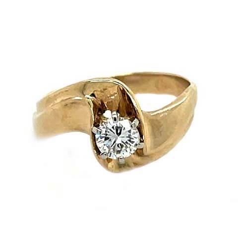 Estate Diamond Double Swirl Ring in 14K Yellow Gold