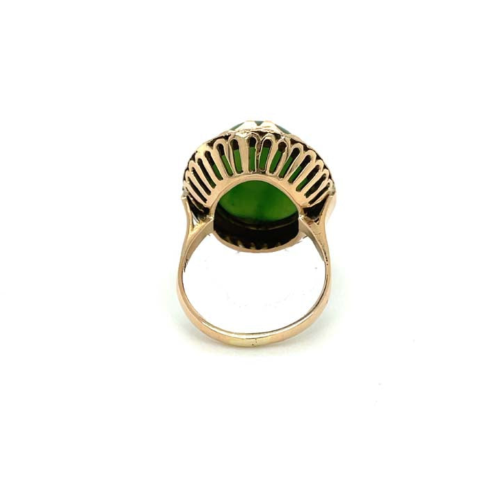 Estate Nephrite Jade Ring in 18K Yellow Gold