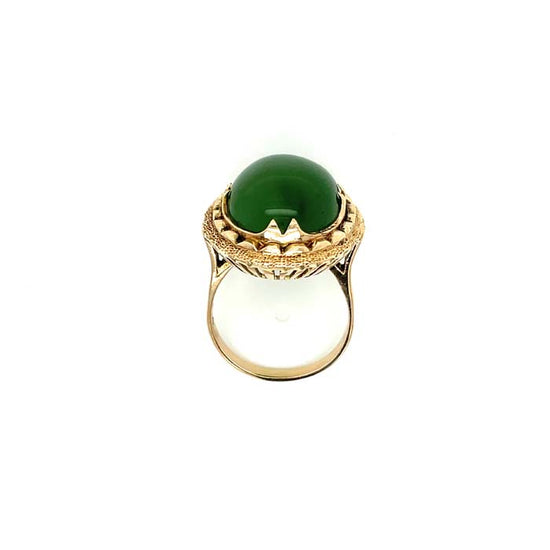 Estate Nephrite Jade Ring in 18K Yellow Gold