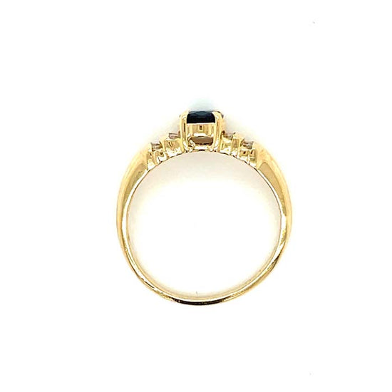 Estate Blue Sapphire and Diamond Ring in 14K Yellow Gold