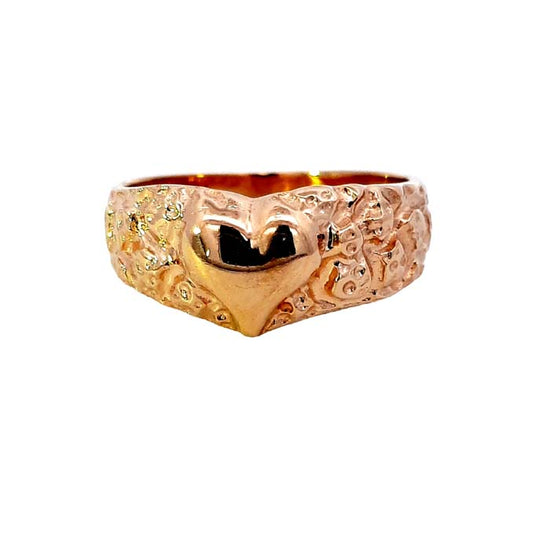 Estate Heart Ring in 14K Yellow Gold
