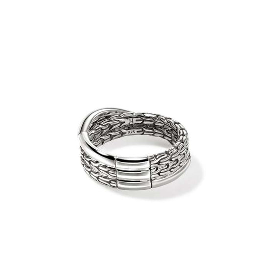 John Hardy Essential Crossover Ring in Sterling Silver, 7.5MM