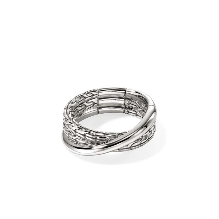 John Hardy Essential Crossover Ring in Sterling Silver, 7.5MM