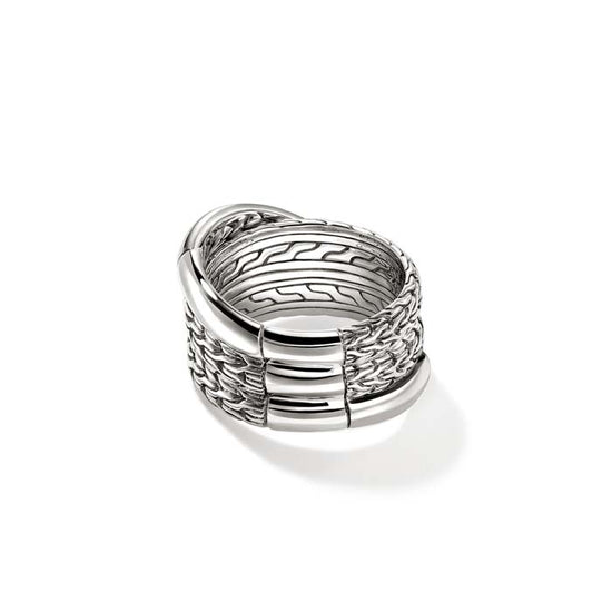 John Hardy Essential Crossover Ring in Sterling Silver, 12.5MM