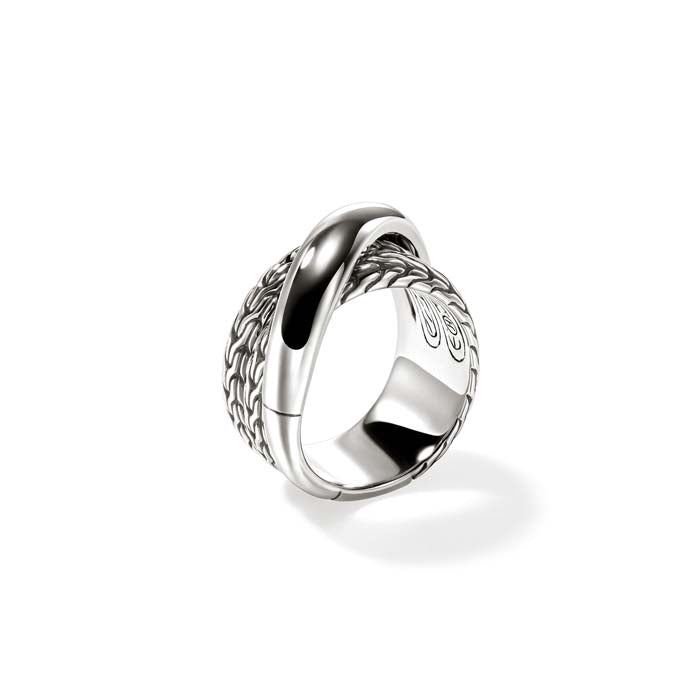 John Hardy Essential Crossover Ring in Sterling Silver, 12.5MM