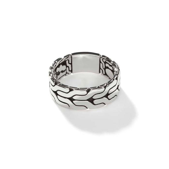 John Hardy 8MM Carved Chain Band Ring in Sterling Silver