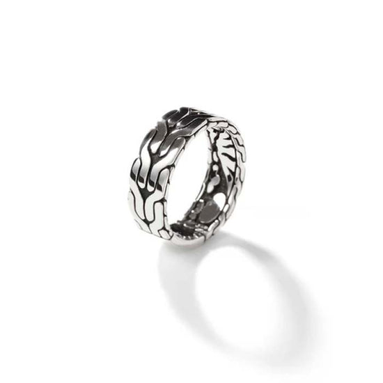 John Hardy 8MM Carved Chain Band Ring in Sterling Silver