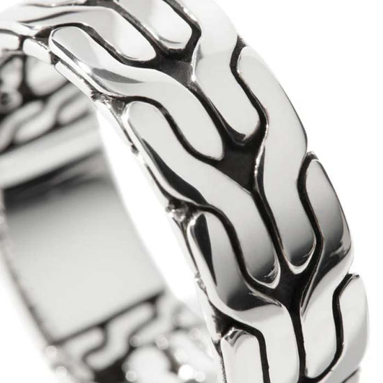 John Hardy 8MM Carved Chain Band Ring in Sterling Silver - Size 9