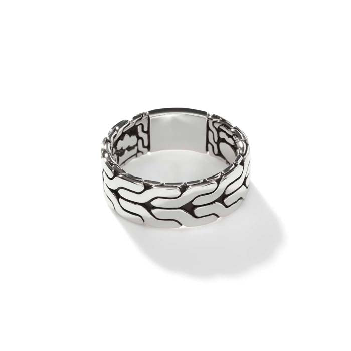 John Hardy 8MM Carved Chain Band Ring in Sterling Silver - Size 10