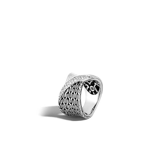 John Hardy .29CT Twisted Pave' Band Ring in Sterling Silver