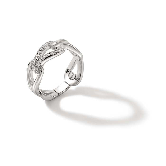 John Hardy Surf Pavé Link Ring in Sterling Silver