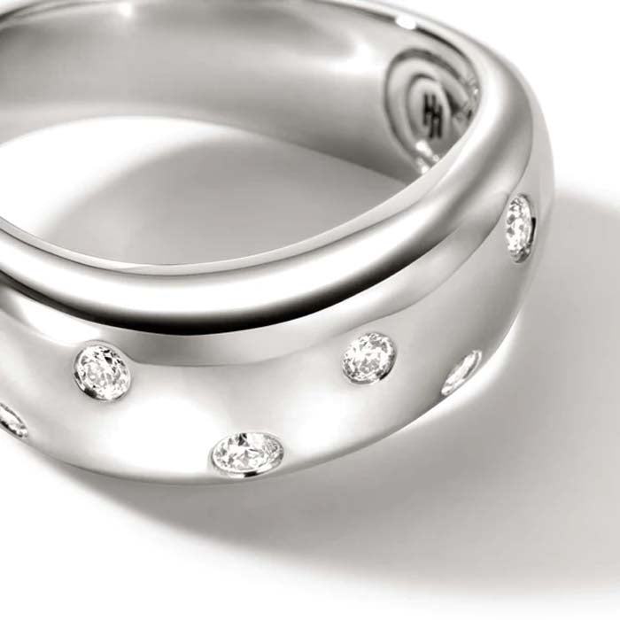 John Hardy Surf Ring with Diamonds in Sterling Silver