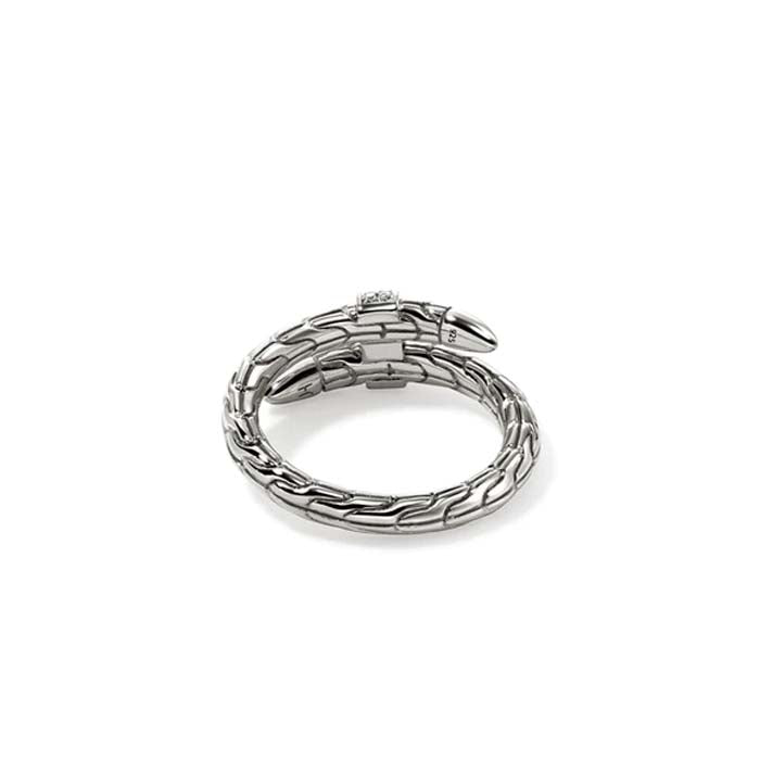 John Hardy Single Wrap Spear Ring with Diamonds in Sterling Silver