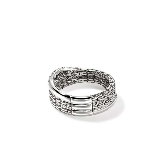 John Hardy .35CTW Essential Pavé Crossover Ring in Sterling Silver, 7MM