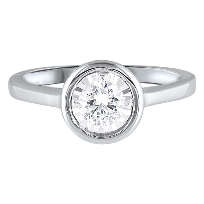 Mountz Collection 1/10CT Bezel Illusion Solitaire Ring in 14K White Gold