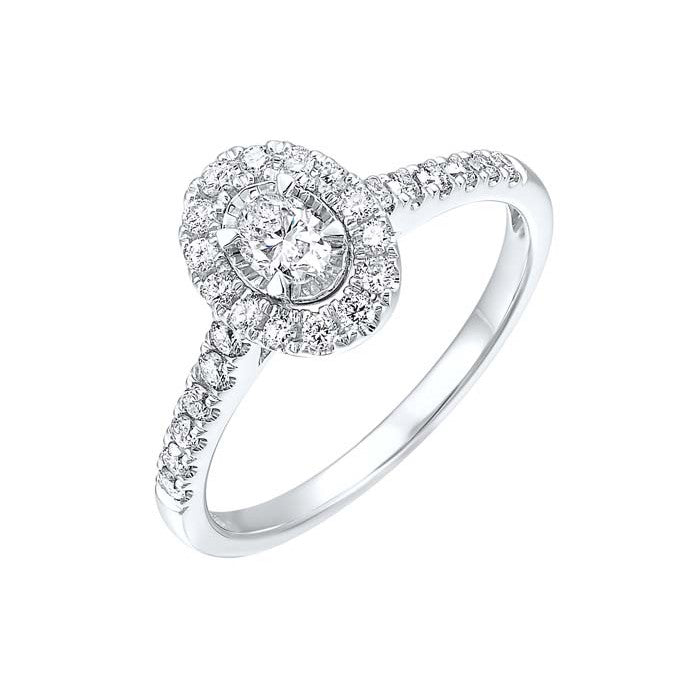 Mountz Collection 1/2CTW Oval Halo Engagement Ring in 14K White Gold