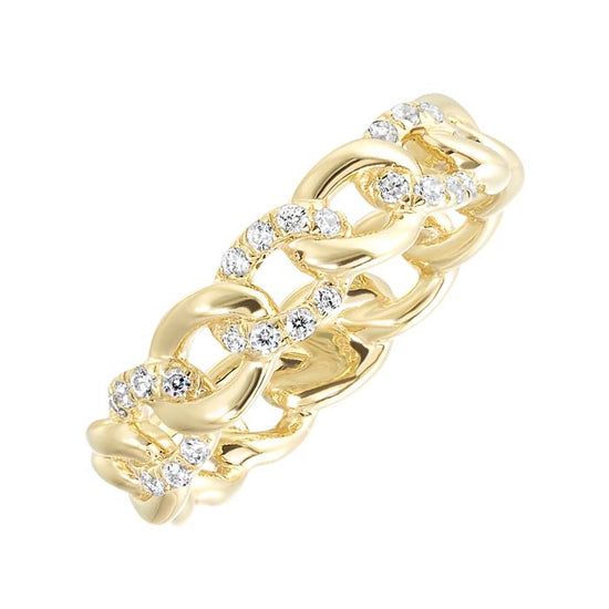 Mountz Collection Pave' Diamond Link Ring in 14K Yellow Gold