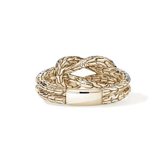 John Hardy Pavé Love Knot Ring in 14K Yellow Gold – Size 7