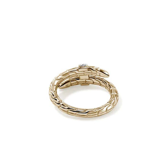 John Hardy Single Wrap Spear Ring with Diamonds in 14K Yellow Gold