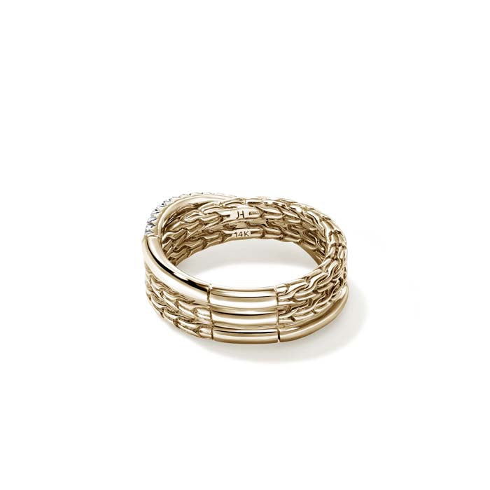 John Hardy .35CTW Diamond Essential Pavé Crossover Ring in 14K Yellow Gold