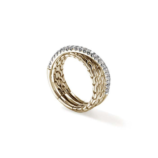 John Hardy .35CTW Diamond Essential Pavé Crossover Ring in 14K Yellow Gold