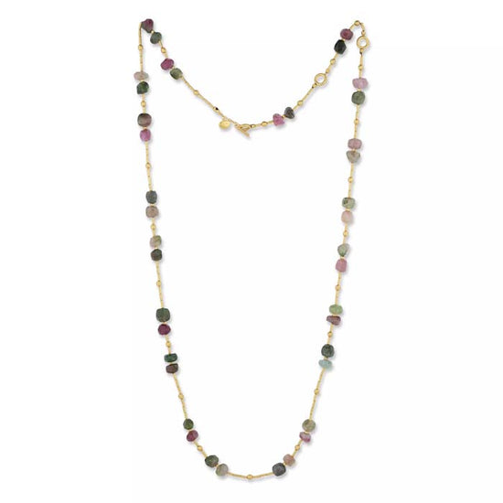 Lika Behar "Raleigh" Pink and Green Tourmaline Necklace in 24K Yellow Gold