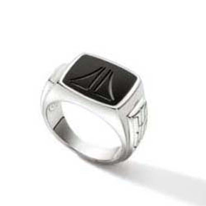 John Hardy Black Onyx ID Signet Ring in Sterling Silver - Size 12