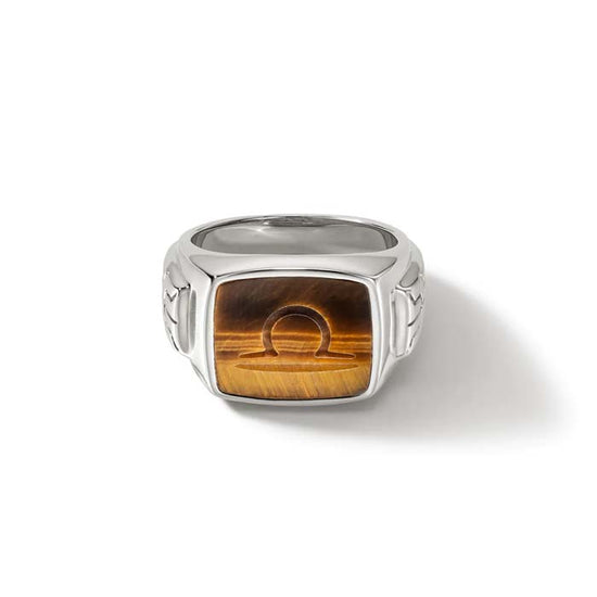 John Hardy Tiger Eye Carved Signet Ring in Sterling Silver