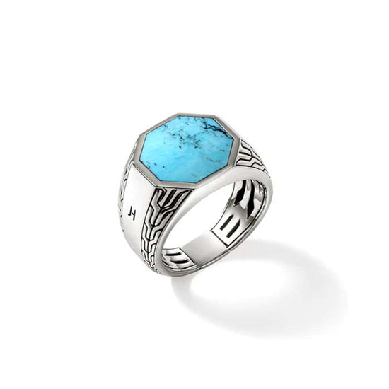 John Hardy Turquoise Signet Ring in Sterling Silver