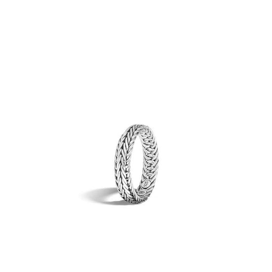 Kami Chain Band Ring in S/S, 4.5mm wide, Size 8