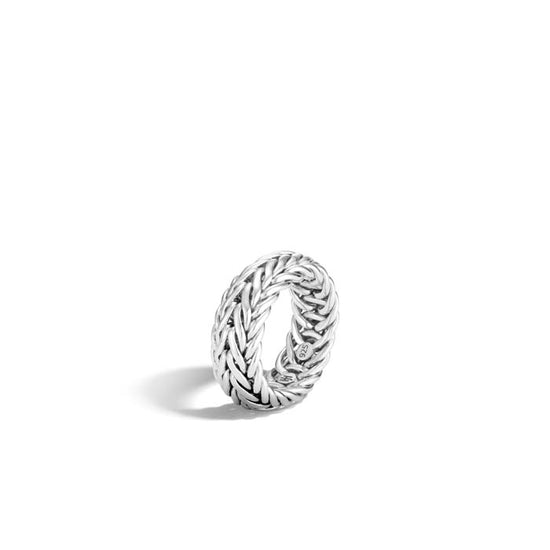 John Hardy Kami Wide Chain Band Ring in Sterling Silver - Size 12