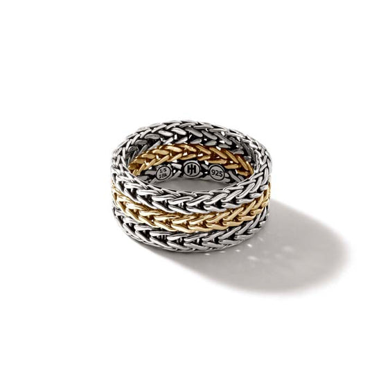 John Hardy Rata Chain Flexible Band Ring in Sterling Silver and 18K Yellow Gold