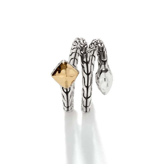 John Hardy Classic Chain Hammered Wrap Ring in Sterling Silver and 18K Yellow Gold