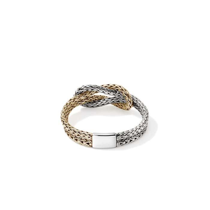 John Hardy Love Knot Flexible Ring in 14K Yellow Gold and Sterling Silver