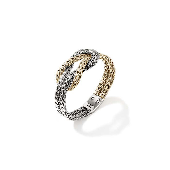 John Hardy Love Knot Flexible Ring in 14K Yellow Gold and Sterling Silver