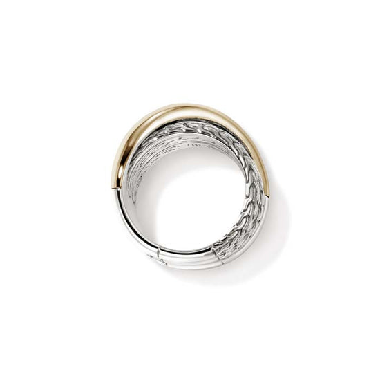 John Hardy Essential Crossover Ring in 14K Yellow Gold and Sterling Silver, 12.5MM