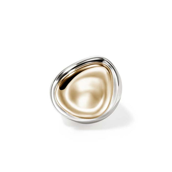 John Hardy Pebble Ring in 14K Yellow Gold and Sterling Silver