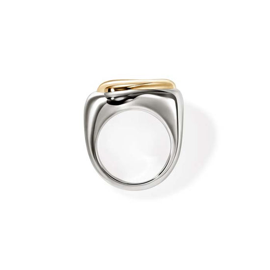 John Hardy Pebble Ring in 14K Yellow Gold and Sterling Silver