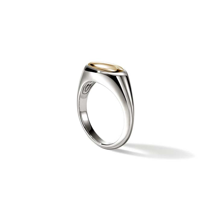 John Hardy Small Pebble Ring in 14K Yellow Gold and Sterling Silver