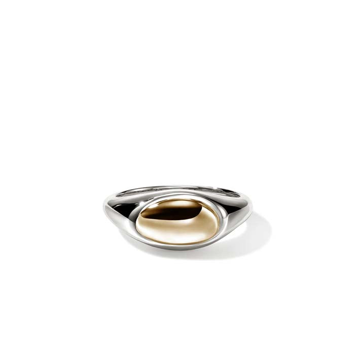 John Hardy Small Pebble Ring in 14K Yellow Gold and Sterling Silver