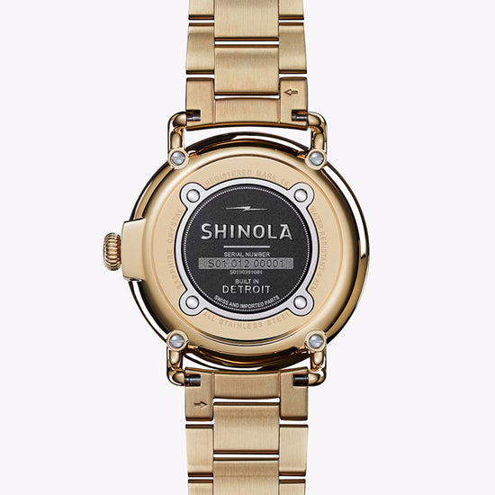 Shinola 41mm "The Runwell"  Quartz Watch with Deep Teal Dial in Polished PVD Gold Plated Stainless Steel