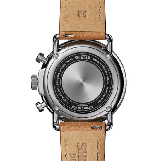 Shinola 43MM Canfield Chrono C56 Watch in Stainless Steel with Bourbon Leather Strap