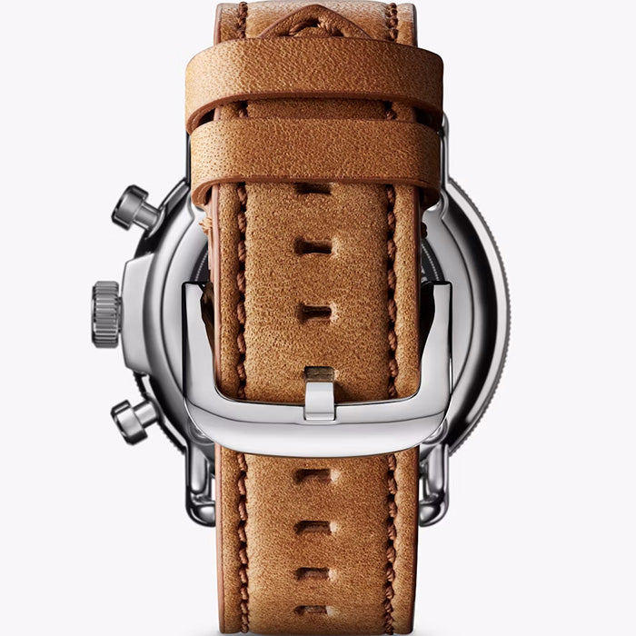 Shinola 43MM Canfield Chrono C56 Watch in Stainless Steel with Bourbon Leather Strap