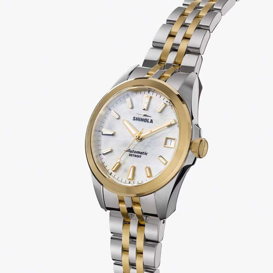 Shinola 36mm "The Circadian Monster" Automatic Watch with Mother-of-Pearl Dial in Stainless Steel and gold PVD