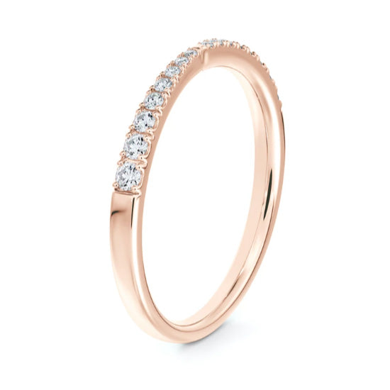 De Beers Forevermark Pinched Pave' Diamond Wedding Band in 14K Rose Gold