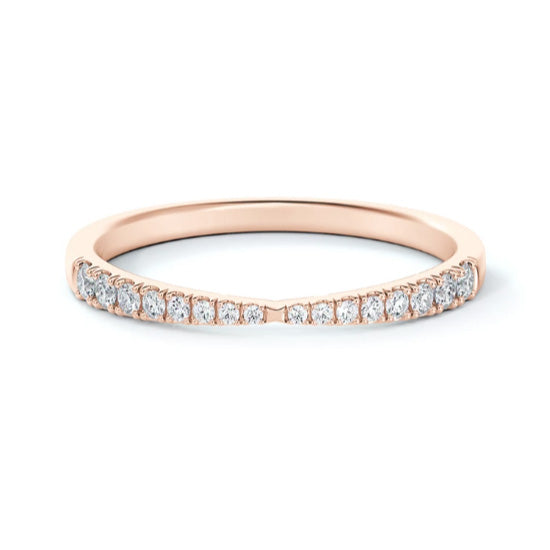 De Beers Forevermark Pinched Pave' Diamond Wedding Band in 14K Rose Gold