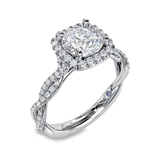 Fana Halo Twist Engagement Ring Semi- Mounting in 14K White Gold