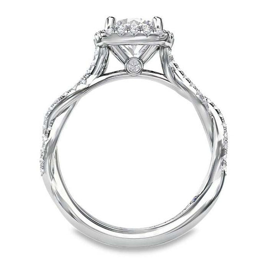 Fana Halo Twist Engagement Ring Semi- Mounting in 14K White Gold