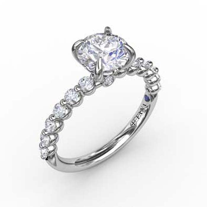Fana Single Shared Prong Engagement Ring Semi-Mounting in 14K White Gold
