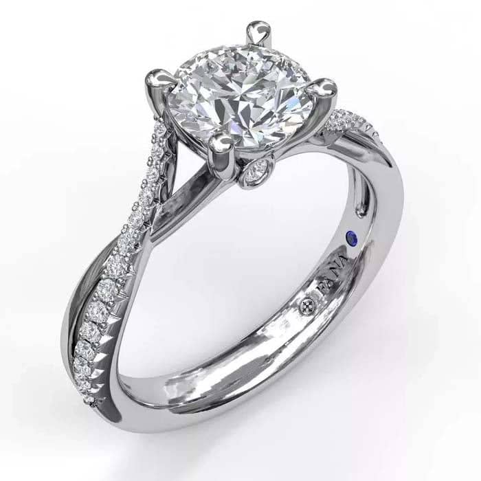 Fana Alternating Diamond Twist Engagement Ring Semi-Mounting in 14K White Gold